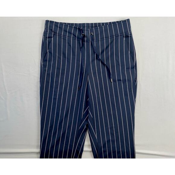 Athleta Women's Stripe Midtown Lightweight Pull On Ankle Pants. Navy, Women's 6. - Picture 5 of 9